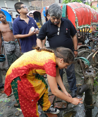 Sabera Talukder with her pani purification water project bangladesh