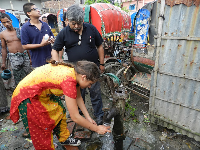 Sabera Talukder collecting water samples throughout Dhaka, Bangladesh.